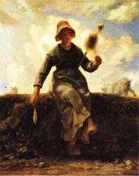 Jean Francois Millet The Spinner, Goat-Girl from the Auvergne oil painting picture